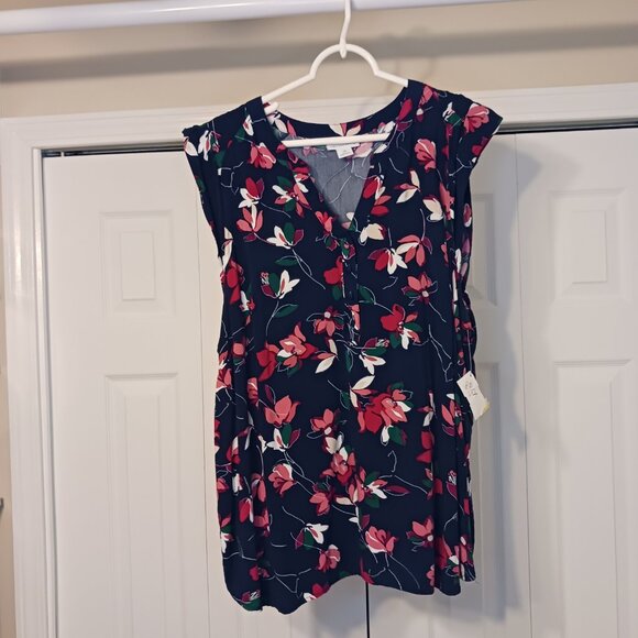 #57 3/$18 - Liz Claiborne Blue/Red Tank Top Size 1X - Picture 1 of 6